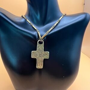 Intricate Gold Cross Pendant Necklace Vintage